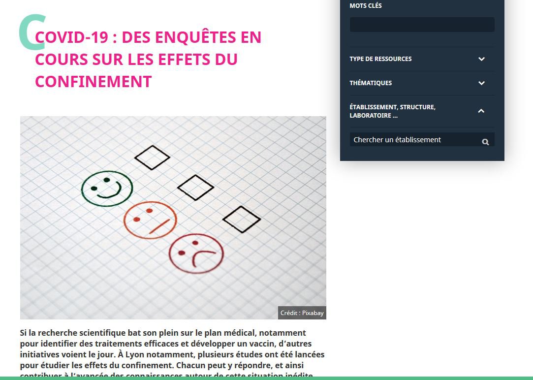 Enquêtes en cours sur les effets du confinement